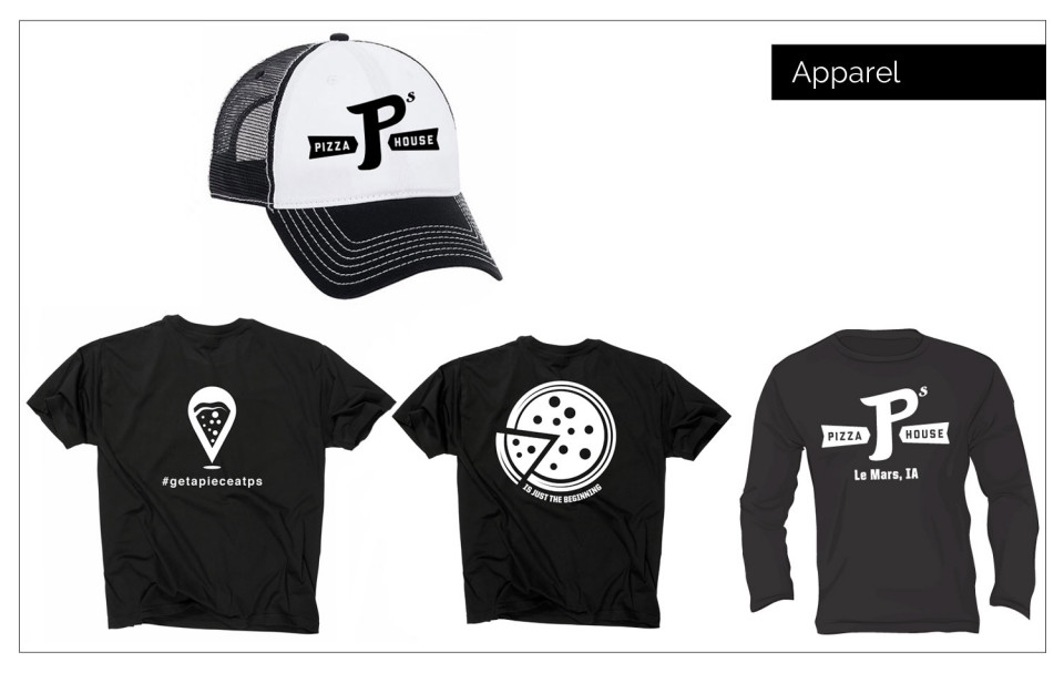 Online Branding Northwest Iowa - Designed new apparel for P's Pizza House in Le Mars, IA