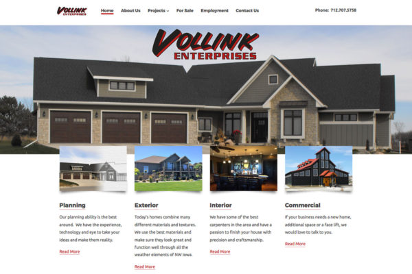 Agency Two Twelve - Build Website Northwest Iowa - Vollink Construction - Top of Mind Awareness Northwest Iowa